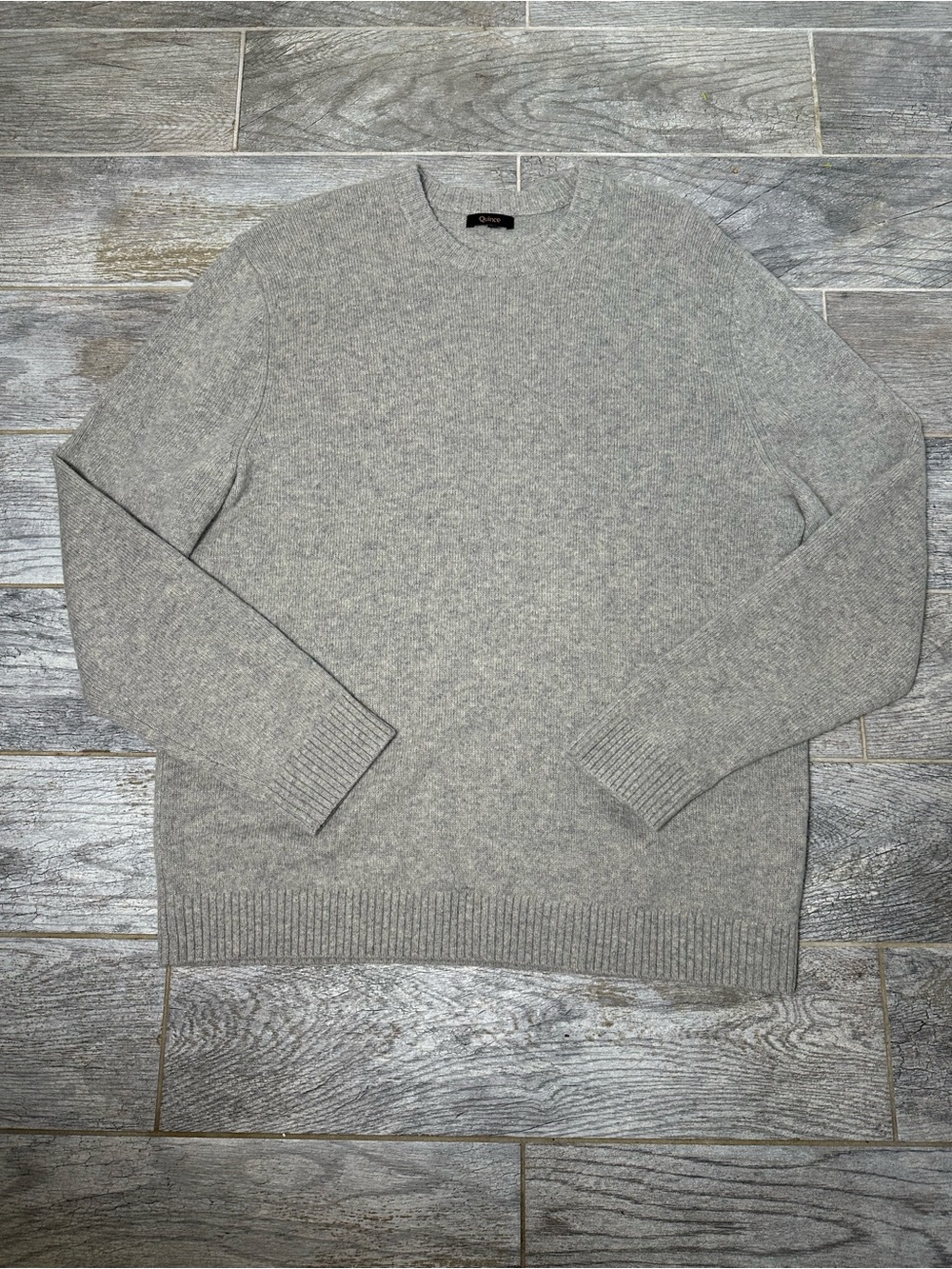 QUINCE 100% Yak Wool Relaxed Crew Warm Heather Grey Size XL